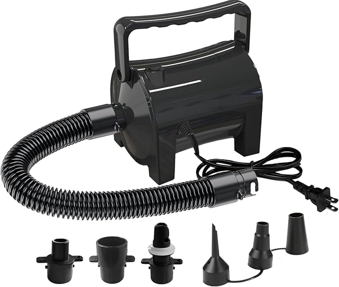 Artigarden Electric Air Pump Portable 460W Quick-Fill Air Pump Air Flow 45CFM 2.1PSI with Hose 5 Nozzles 120V AC Inflator Deflator Pump for Air Mattress Air Bed Inflatable Cushion Boat Swimming Ring