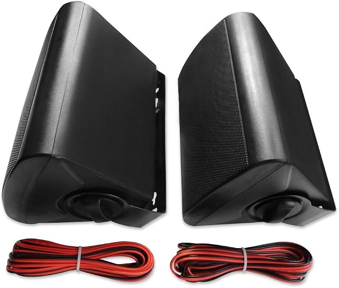 Herdio 4 Inches Passive Outdoor Speakers with 200Watt Powerful Bass Expansive Stereo Sound Coverage All-Weather Durability (Pair, Black)