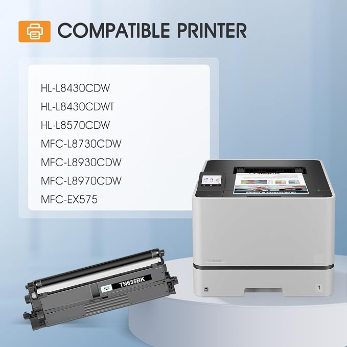 TN635 Toner Cartridge MFC-L8930CDW Compatible for Brother TN635XL TN-635 TN-635XL TN635XXL TN 635 635XL MFC-L8730CDW HL-L8430CDW HL-L8570CDW MFC-L8970CDW HL-L8430CDWT MFC-EX575 Ink Printer 4 Pack