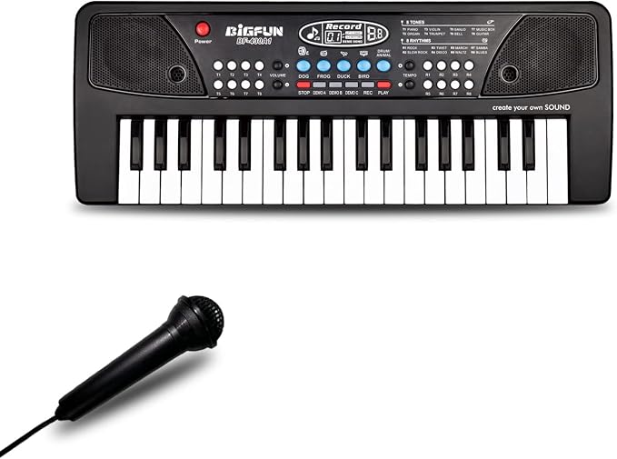 Piano Keyboard for Kids, EOOLEOW 37 Keys Portable Electronic Piano for kids with Microphone - Music Keyboard Piano Toys for 3 4 5 6 7 8 9 Year Old Boys and Girls (Black)