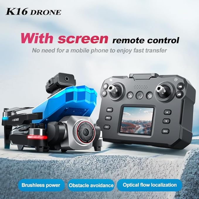 RC Drone with Screen Display Remote Control, 1080P Dual Camera, Speed Adjustment, Altitude Hold, One-Key Takeoff, 3D Flips, 2 Batteries, Hovering, Brushless Motor, APP Control, Plane Copter, LED Lights, Adult Beginners FPV Quadcopter Airplane Helicopter