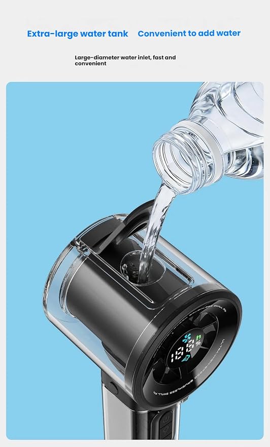 Portable Handheld Misting Fan with 100 Speeds, 3000mAh Rechargeable Battery (17H), Smart LED Display & Flashlight, Personal Mini Cooling Fan for Travel, Disney, Concerts, Makeup (BLACK)