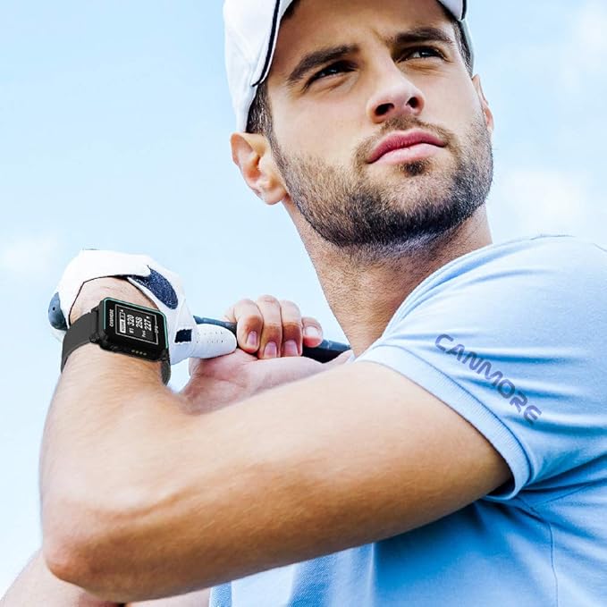 CANMORE TW353 Golf GPS Watch for Men and Women, High Contrast LCD Display, Free Update Over 41,000 Preloaded Courses Worldwide, Lightweight Essential Golf Accessory for Golfers, Black/Gray/Turquoise