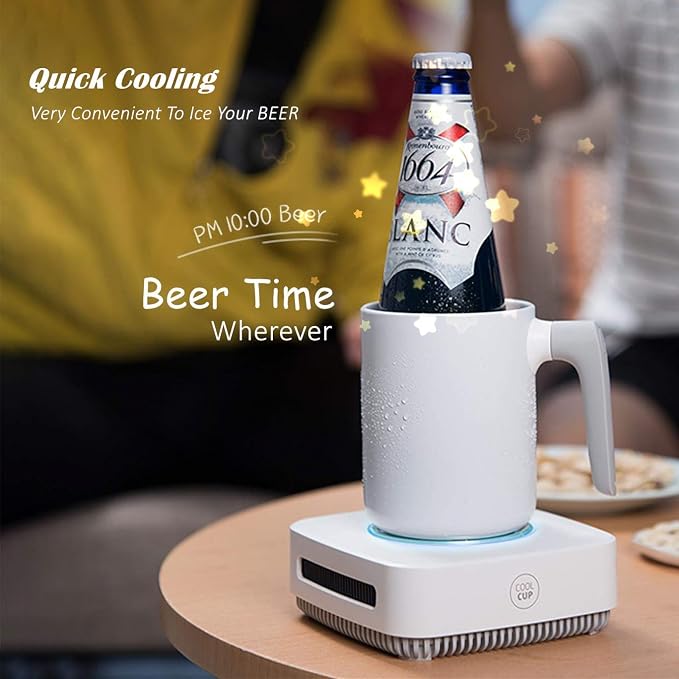 Cup Cooler-Coffee Warmer Desktop 2IN1,31℉ - 46℉ Coffee Tea Drinks Mug Warmer Cooler Desktop Heating and Cooling Beverage Plate For Water,Milk,Beer,Cocoa (white)