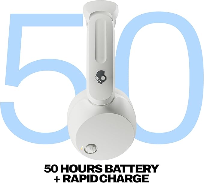 Skullcandy Icon 180 Wireless On-Ear Bluetooth Headphones, Up to 50 Hours Battery, Lightweight and Travel Ready, Secure Fit, Sweat and Water Resistant, Microphone iPhone Android - Bone