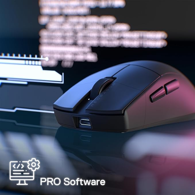 Redragon M916 PRO 3-Mode Wireless Gaming Mouse, Hype-Speed 4K Polling Rate, 49G Ultra-Light 26K DPI Mouse w/Ergonomic Natural Grip Build, Redefinable Macro Buttons, Software Supported