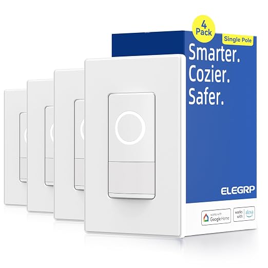 ELEGRP Smart Motion Sensor Switch, 2.4GHz Wi-Fi Single Pole Light Switch Works with Alexa & Google Assistant, APP Remote Control, Neutral Wire Required, UL Certified, No Hub Required (White, 4 Pack)