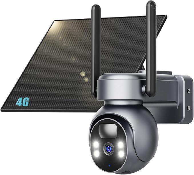 LIWAN No WiFi Security Camera, 4G LTE Cellular Security Camera, 2K Outdoor | Solar Powered Camera for Off-Grid Areas without WiFi, Built in SIM Card, Color Night Vision, PIR Motion Detection, 2 Way Talk