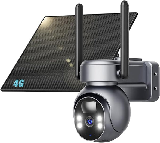 LIWAN No WiFi Security Camera, 4G LTE Cellular Security Camera, 2K Outdoor | Solar Powered Camera for Off-Grid Areas without WiFi, Built in SIM Card, Color Night Vision, PIR Motion Detection, 2 Way Talk