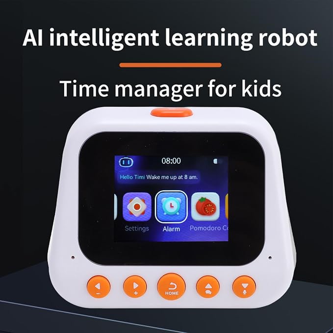 Eujgoov AI Intelligent Time Clock Voice Multifunctional Device Learning Robot and Reminder Type C Charging for Children Education