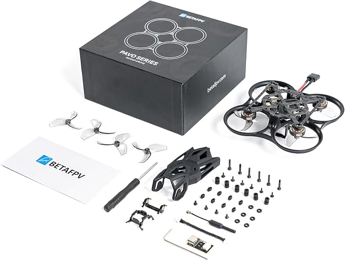 BETAFPV Pavo Femto Brushless Whoop Quadcopter, 2S Pocket Drone with HD VTX Bracket for DJI O4 Air Unit, F4 2-3S 20A FC, LAVA 1102|14000KV Motor, for Flying Smooth Aerial Photography Freestyle Flight