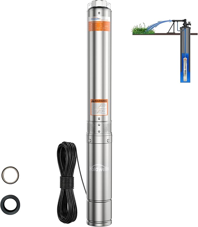 1.5HP Deep Well Submersible Pump 115V/60Hz, 4 Inch Stainless Steel Water Pump with 33ft Cord, 37GPM Flow 276ft Head, IP68 Waterproof Built-in Controller for Industrial, Irrigation, Home Use