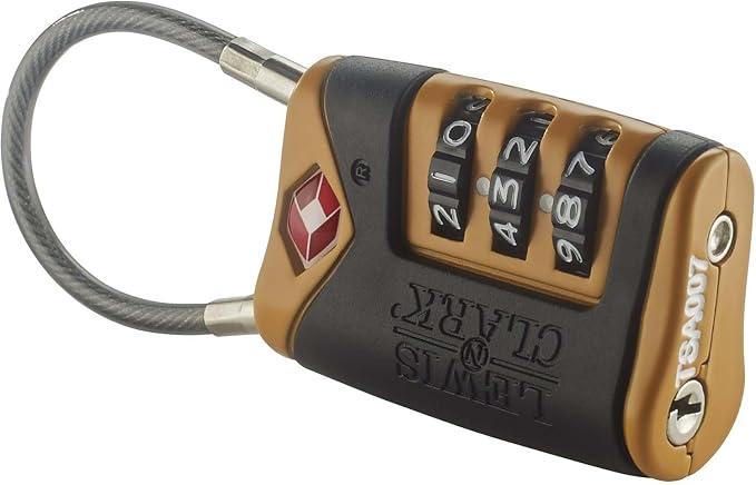 Lewis N. Clark TSA-Approved Combination Luggage Lock With Steel Cable (2-Pack), Orange, One Size