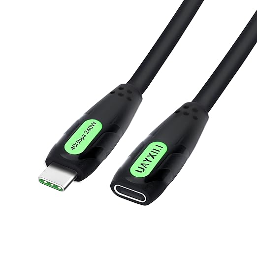 1FT USB4 Extension Cable for Thunderbolt 4 Extension Cable,USB C 4.0 Extender Cord Support 240W PD Fast Charging,40Gbps Transfer and 8K Video Compatible with External SSD,USB-C Docking,Latops