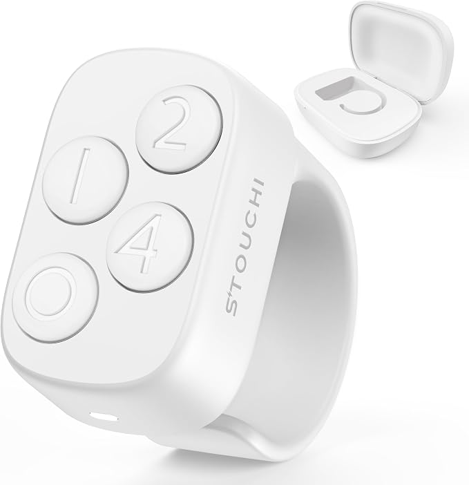 Stouchi 2.0 Remote for Anki, 2026 New [No Add-on & 5 Secs Pair] Anki Remote with 140hr Charging Case Compatible with Windows Laptop/PC, MacBook, iPad, iPhone, iOS, Android Phones Tablets- White