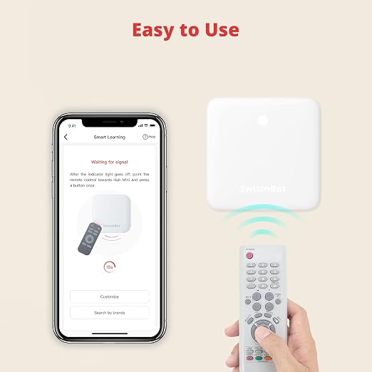 SwitchBot Bot Black & Hub Mini Kit: Automate IR Devices & Physical Switches with Alexa/Google Voice Control, App Scenes & Timers.