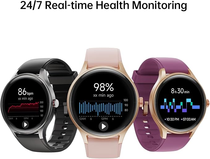 Woneligo Smart Watch for Women,1.57inch AMOLED Touchscreen Fitness Watch for iPhone & Android,Heart Rate/Sp02/Sleep Monitor,110+ Sport Modes IP68 Waterproof Bluetooth Calls,2 Bands (Pink, 1.57)