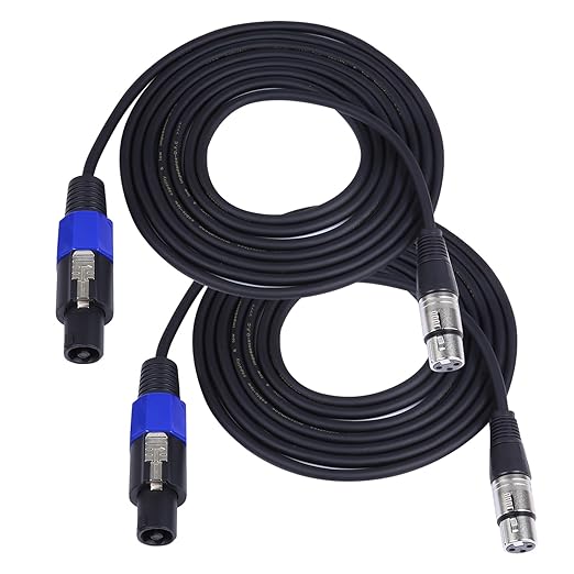2 Pack 10 Feet Speakon to XLR Cable, SpeakON Male to 3 Pin XLR Female Microphone Cables, NL4FC Twist Lock Connector to XLR Speaker Extension Wire for PA, Amplifier, Stage Monitor