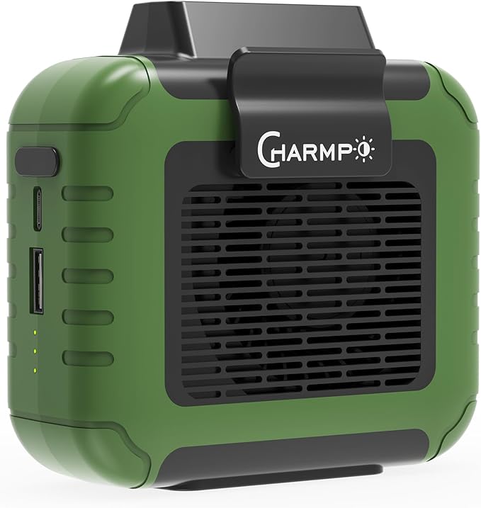 Portable Waist Fan - 6000mAh Battery, 3 Speeds, Strong Airflow, Up to 16 Hours Working Time, Portable Hands-Free Cooling Belt Clip Fan for Construction Workers, Couriers, and Campers