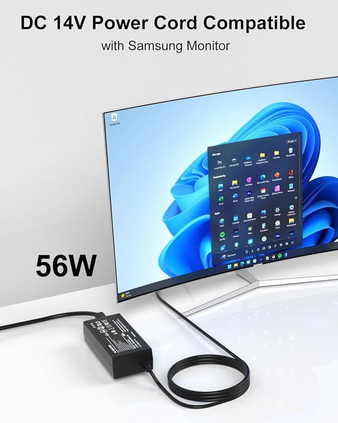 35W 25W Monitor Adapter Compatible with Samsung Monitor Power Cord A2514_MPNL A3514-RPN DC 14V Compatible with Samsung TV Power Cord BN44-00917A BN44-00990A Charger Supply
