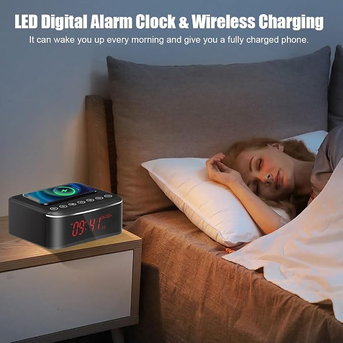 Hidden Camera Motion Activated/Stronger Night Vision/160°View Angle/HD 1080P,Indoor WiFi Camera with Bluetooth Speaker,Alarm Clock,Wireless/Wire Charger(2.4/5Ghz)