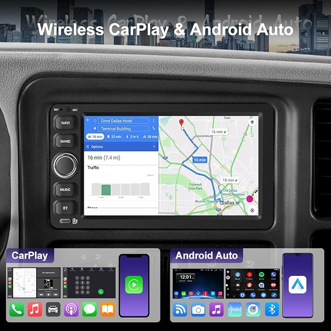 Android 15 Car Radio Stereo for 2003-2006 Chevrolet Chevy Silverado Impala Tahoe GMC Sierra Yukon with 4G RAM 64G ROM Backup Camera Wireless Carplay Android Auto GPS FM Bluetooth