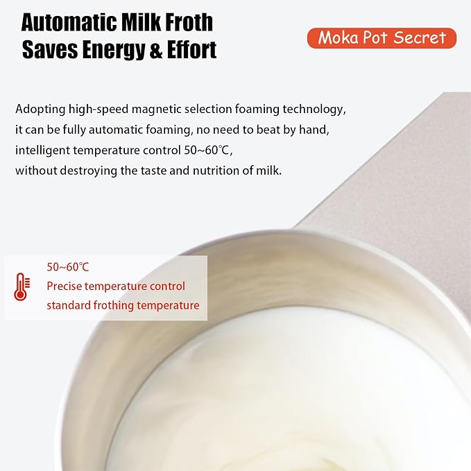 Espresso Maker with Milk Frother Electric Moka Pot 2-in-1 Espress Machine Aluminium One-Touch Operation Milk Froth Fine and Dense White 110V