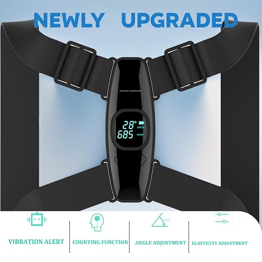 Upgraded Smart Posture Corrector Adjustable Posture Correction Angle with Vibration Posture Reminder Correct Hunchback Posture Correction Back Posture Monitor Hunchback Smart Corrector