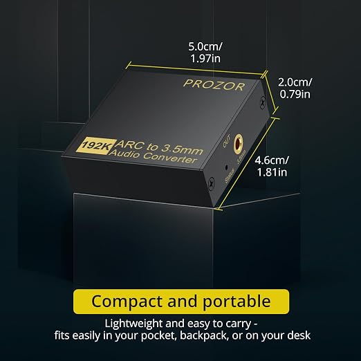PROZOR eARC/ARC Audio Extractor for TV, 192KHz HDMI ARC to RCA & 3.5mm Audio Converter Volume Adjustable (Support CEC), for HDTV ARC/eARC to Headphones Speakers L/R Systems