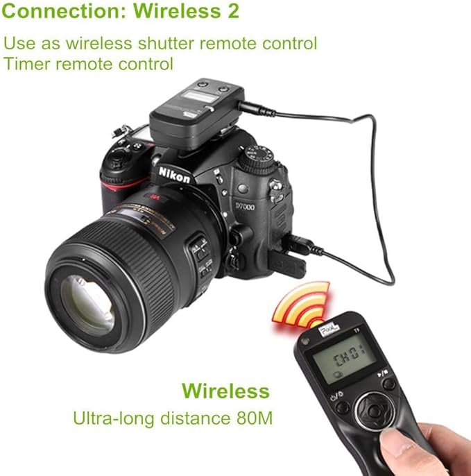 Pixel TW-283 DC0 Wireless Remote Shutter Release Cable Wired Timer Remote Control for Nikon Z9 D850 D800 D810 D700 D500 D300 D300S D200 F100 D6 D5 D4 D3 D2 D1