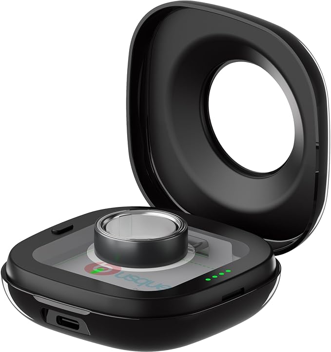 Portable Charging Case Compatible with Oura Ring 4 Charger, Fits Gen 4, Up to 10 Ring Charges, Compact Travel Protective Case, Black (Official Charger NOT Included)