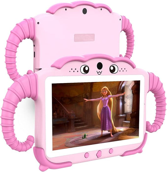 Kids Tablet 7 inch for Kids 3-7 32GB Toddler Tablets with Youtube Case WiFi Dual Camera, Android Learning Software Installed Parental Control Childrens Toddlers Tablet for Boys Girls Ages 3-12, Pink