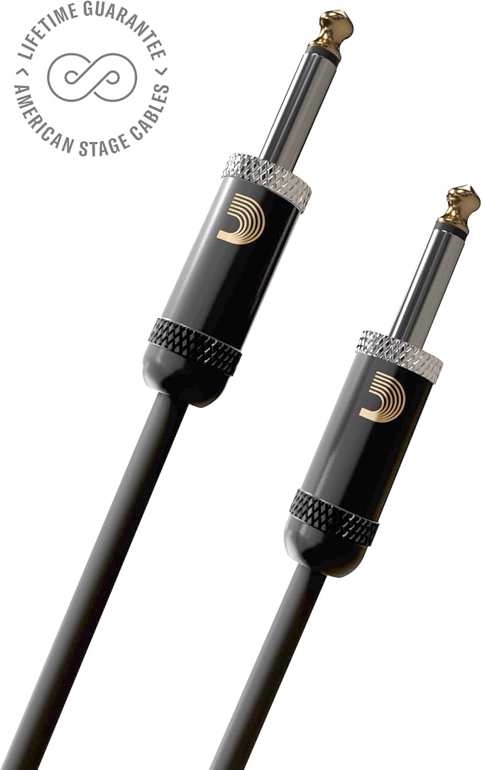 D'Addario Guitar Cable - American Stage - Made in the USA - Geo Tip for Secure Connection - 1/4 Inch Male to 1/4 Inch Male - 15 Feet - Straight Ends - 1 Pack