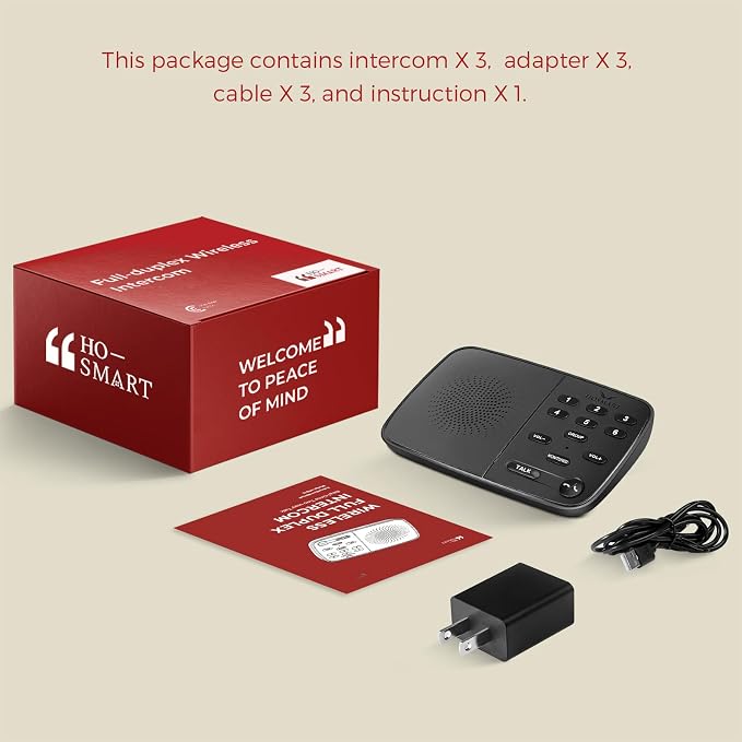 Hosmart Intercoms Wireless for Home UltraSpeak, 2025 Full Duplex Wireless Intercom System for Business, Room to Room Intercom Two Way Real-time Intercom with 1300 Feet Range (3 Stations)