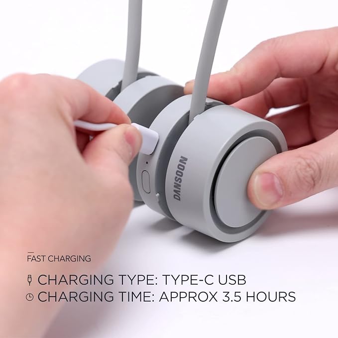 Dansoon Bladeless Neckband Rechargeable Portable Fan - Rolling Grey