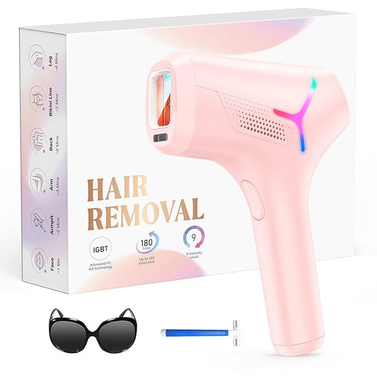 LYSMOSKI Laser Hair Removal for Women and Men, At-Home IPL Hair Removal Device with 5.2 cm² Treatment Window, Nearly Painless, Visible Results in 2 Weeks, Full Body Treatment in 8 Minutes,Pink