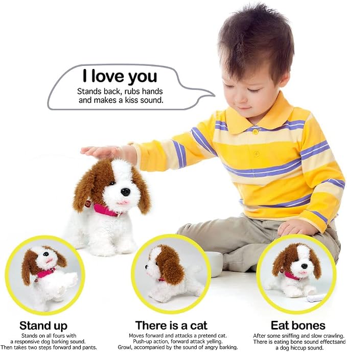 WEofferwhatYOUwant Interactive Voice Command Robot Dog – Plush Goldendoodle Teddy Toy – Responds to 12 Commands – Walks, Barks, Dances, Sings – Smart Talking Robotic Pet for Kids, Toddlers, Seniors