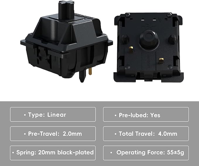 kutethy Gateron Oil King Switches, Pre-Lubed Linear Switches 55g, Quiet Smooth Mechanical Keyboard Switches for Gaming Office, 108 Pack
