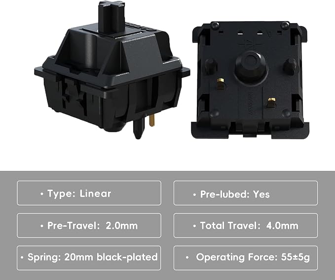 kutethy Gateron Oil King Switches, Pre-Lubed Linear Switches 55g, Quiet Smooth Mechanical Keyboard Switches for Gaming Office (10PCS, Oil King)