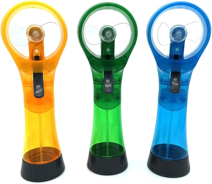 BJPEY Water Misting Fans Portable Personal Handheld Spray Fan Cooling Outdoor Cooler, Pack of 3 (Blue/Green/Yellow)