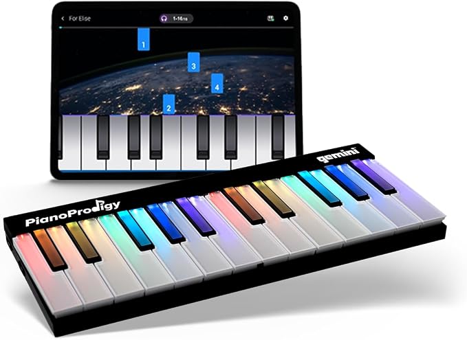 Gemini 24-Key Light-Up MIDI Keyboard, App Lessons (GPP-101) | 24 light-up keys, expandable to 72 - app lessons step by step - wireless to phone/tablet - any MIDI