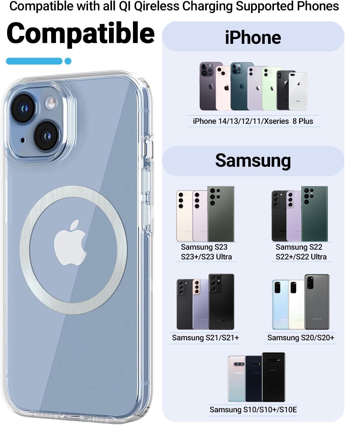 Magnetic Wireless Charging Magsafe Ring-6 PCS,Ultra-Thin(0.4mm) Magsafe Sticker, Compatible with iPhone 16/15/14/13 Series,Samsung Galaxy,Google Pixel Series,Magsafe Accessories-3Black&3Silver