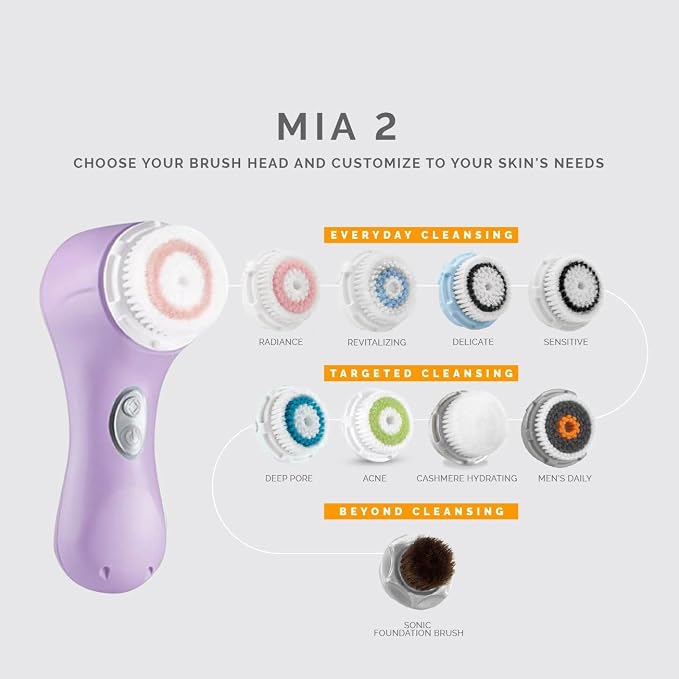 Clarisonic Sonic Facial Skin Cleansing Brush System, Mia 2 Face Scrubber, Lavander