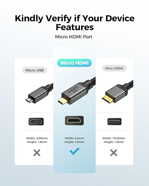 Silkland 8K 4K Micro HDMI to HDMI Cable 3.3ft, Micro HDMI 2.1 Adapter [8K@60Hz, 4K@240Hz 144Hz 120Hz] 6K 5K, 48Gbps, HDR, Compatible for Samsung G8,G9, Camera, Raspberry Pi 5 4, GoPro Hero, Cam Link