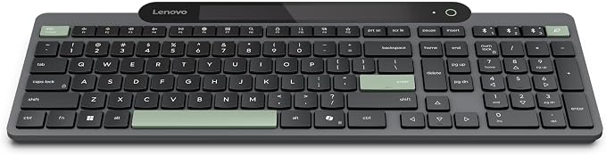 Lenovo 800 Self-Charging Bluetooth Keyboard, Uses Ambient Light for Charging, Bluetooth 5.1, Supports 3 Devices, Battery Free, Wireless, Grey