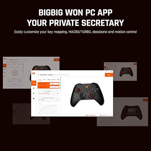 BIGBIG WON Wireless Controllers, Gale Hall PC Controllers Motion Control, Hall Joysticks&Triggers, 3 Pairs of Thumbsticks, PC App Game Controllers for Switch/Switch2/iOS/Android Wireless Gaming Controller [windows]