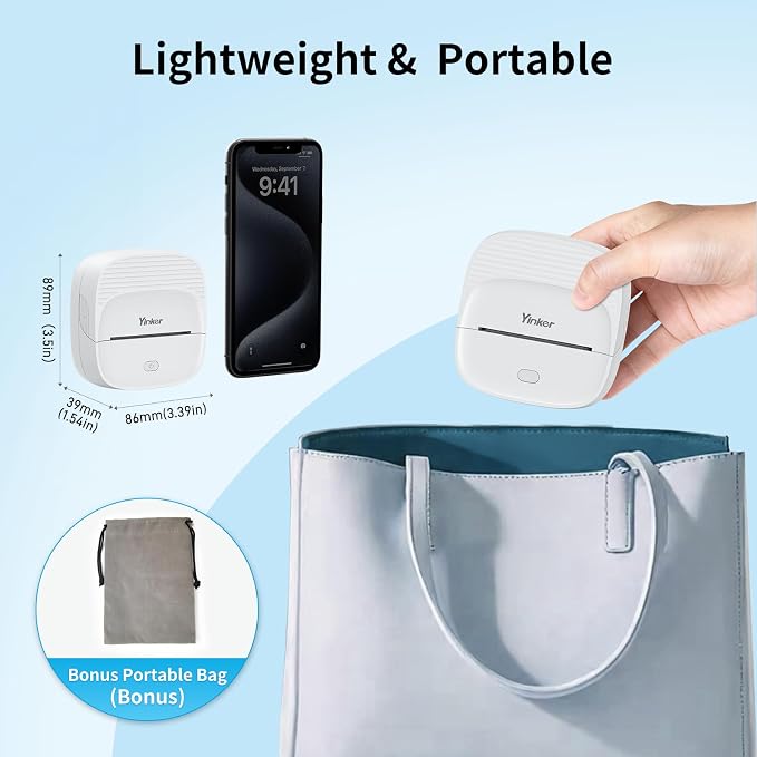 Mini Thermal Sticker & Label Maker | 7 Rolls Paper (3 Sticker + 3 Label) & 6 Colored Pencils | Printpod Inkless Bluetooth Printer, Smart AI APP, iOS Android Compatible, Photo/Journal/DIY/Study/Gift