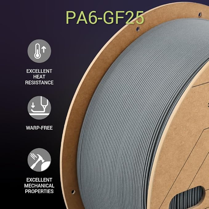 Polymaker Fiberon PA6-GF Glass Fiber Nylon Filament 1.75mm Grey 3kg, Fiberon PA6-GF Nylon Warp Free 1.75mm 3D Printing Filament