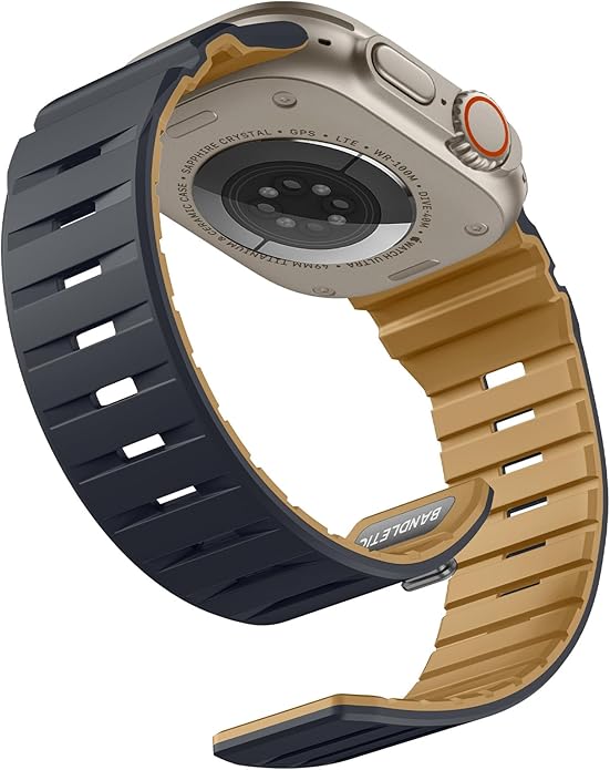 Bandletic Magnetic Watch band Compatible with Apple Watch Bands - Magnet Bands 49mm 46mm 45mm 44mm 42mm Men Women, Rugged Silicone Strap for iWatch Series 11/10/9/8/7/SE3/SE2/SE/6/5/4/3/2/1