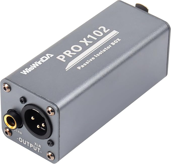 Pro X102-1S 1/4 6.35 TRS/TS/XLR Multi-Purpose Hum Eliminator Box Microphone and Audio Player Ground Loop Noise Isolator HiFi Stereo Noise Filter for Different Audio Using Systems